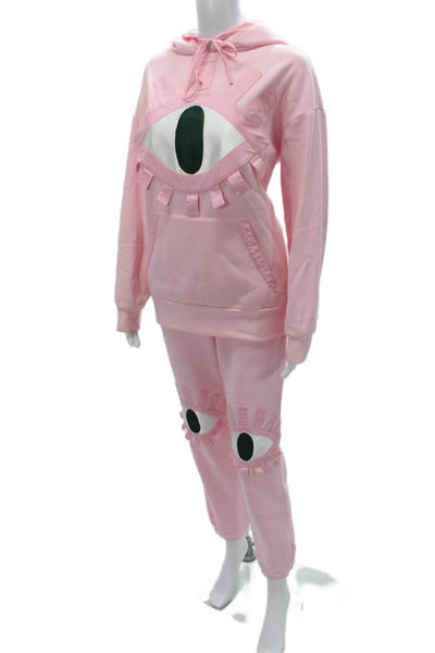 Neubyrne Women Sweatsuit Pink Pullover Polyester Long Sleeve Solid Size XS