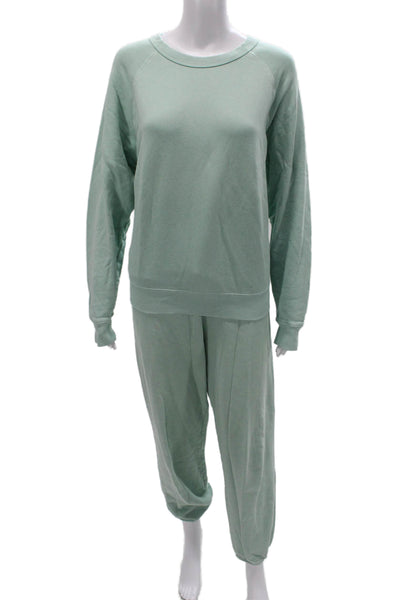 Splits59 Women Green Sweatsuit 100% Cotton Crew Neck Pullover Size S