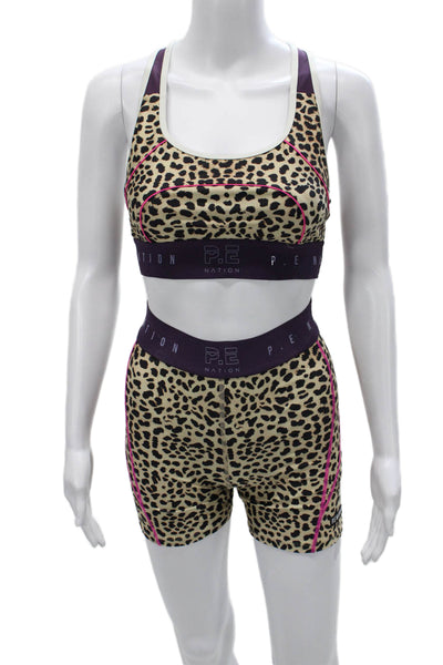 PE Nation Womens Animal Print Nylon Blend Shorts Set Multicolor Size S