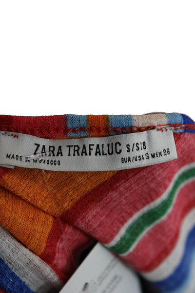 Zara Womens Camisole Multicolor Striped V-Neck Sleeveless Polyester Size M