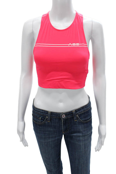 Adam Selman Women's High Neck Racerback Sport Bra Pink Size S