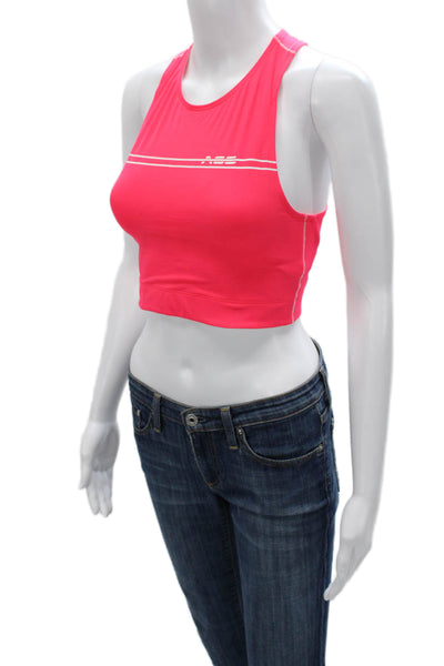 Adam Selman Women's High Neck Racerback Sport Bra Pink Size S