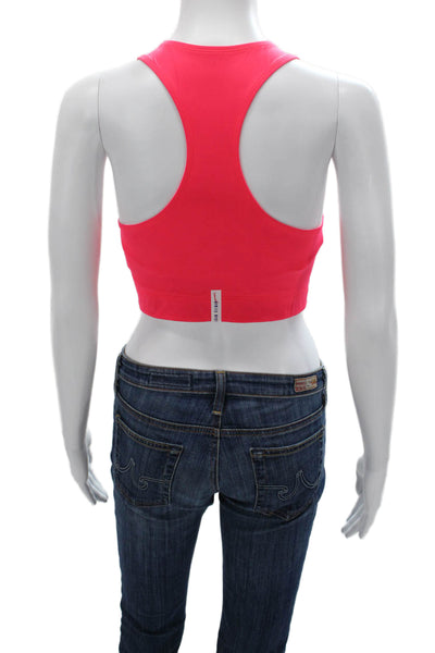 Adam Selman Women's High Neck Racerback Sport Bra Pink Size S