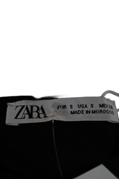 Zara Womens Black V-Neck Basic Bodysuit Short Sleeve Size S