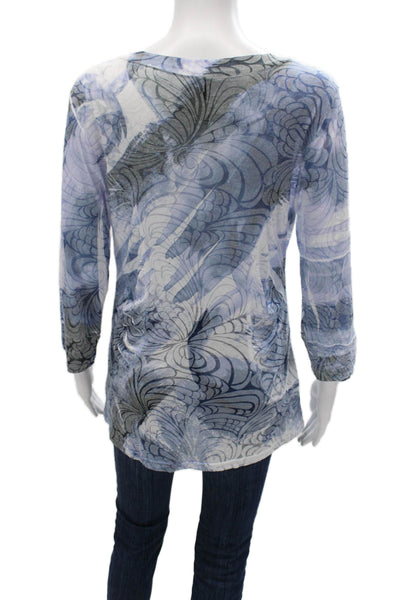 Cubism Womens Tunic Blouse Multicolor V Neck 3/4 Sleeve Rayon Fall Size L
