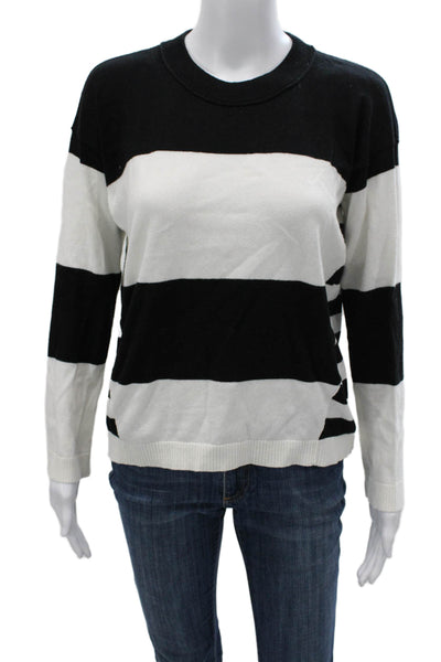 Elliott Lauren Women Black Striped Pullover Sweater Crewneck Size XS