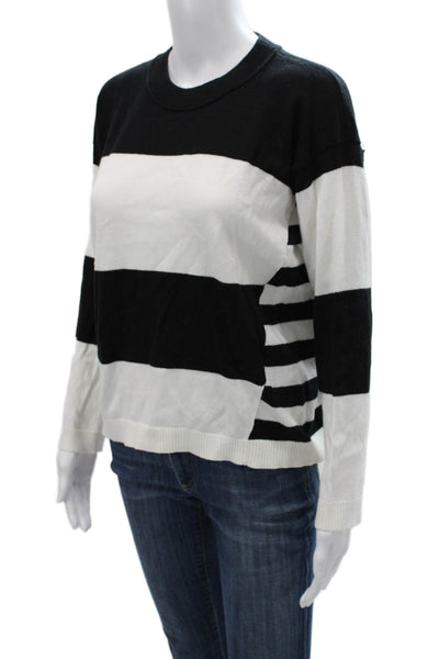 Elliott Lauren Women Black Striped Pullover Sweater Crewneck Size XS