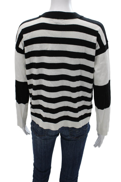 Elliott Lauren Women Black Striped Pullover Sweater Crewneck Size XS