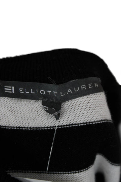 Elliott Lauren Women Black Striped Pullover Sweater Crewneck Size XS