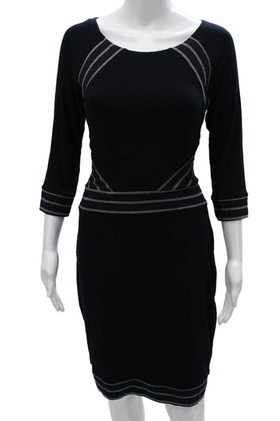 Bailey 44 Womens Bodycon Black Scoop Neck 3/4 Sleeve Mid Calf Dress Size M
