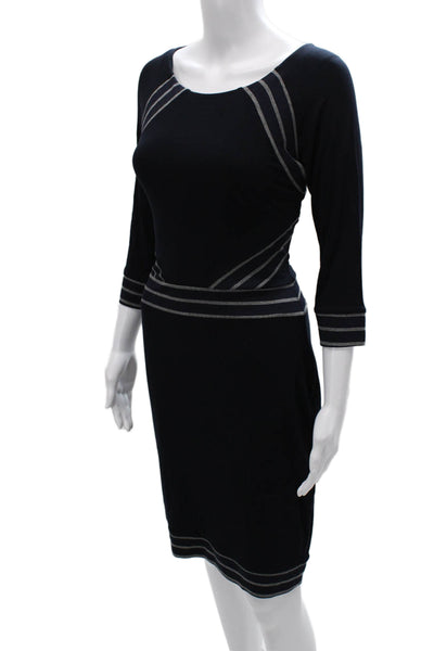 Bailey 44 Womens Bodycon Black Scoop Neck 3/4 Sleeve Mid Calf Dress Size M