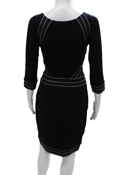 Bailey 44 Womens Bodycon Black Scoop Neck 3/4 Sleeve Mid Calf Dress Size M