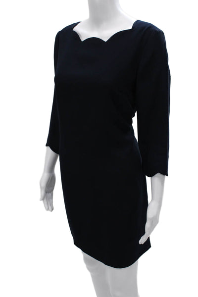 CeCe Womens Sheath Blue Dress Boat Neck 3/4 Sleeve Polyester Short Size 6