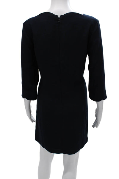 CeCe Womens Sheath Blue Dress Boat Neck 3/4 Sleeve Polyester Short Size 6