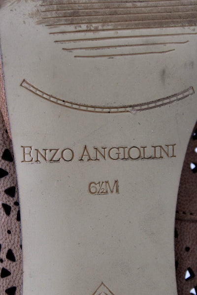Enzo Angiolini Womens Leather Cut Out Open Toe Heels Beige Size 6.5M