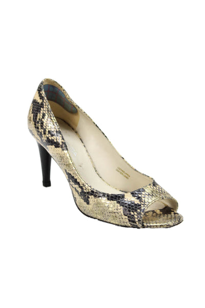 Via Spiga Womens Leather Animal Print Open Toe Heels Beige Size 6.5M