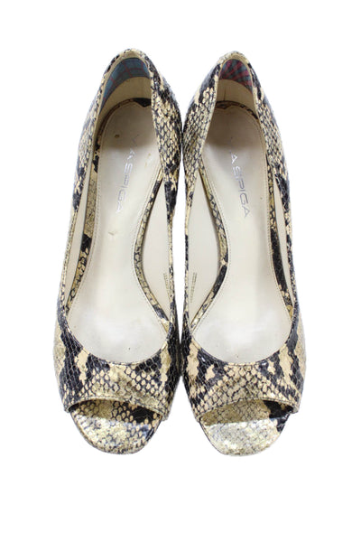 Via Spiga Womens Leather Animal Print Open Toe Heels Beige Size 6.5M