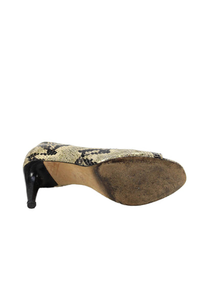 Via Spiga Womens Leather Animal Print Open Toe Heels Beige Size 6.5M