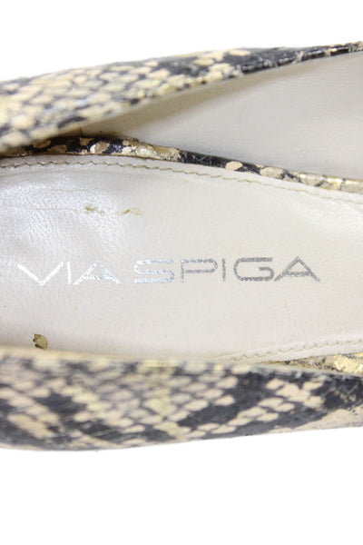 Via Spiga Womens Leather Animal Print Open Toe Heels Beige Size 6.5M