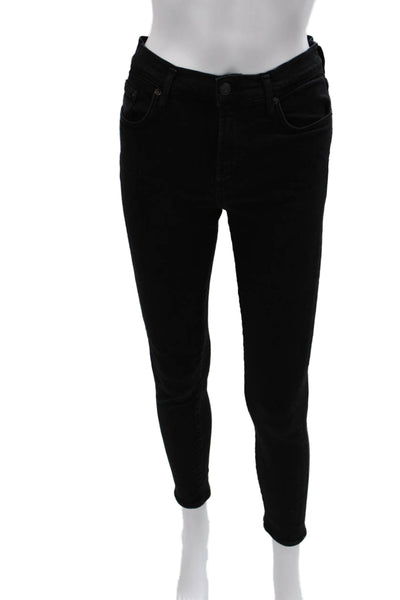 Agolde Womens Skinny Black Low Rise Jeans Button Fly Cotton Blend Size 27