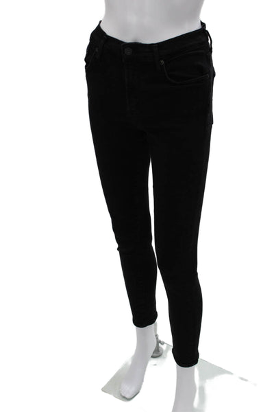Agolde Womens Skinny Black Low Rise Jeans Button Fly Cotton Blend Size 27