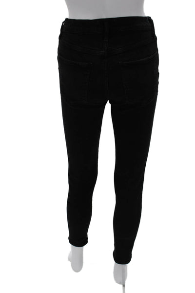 Agolde Womens Skinny Black Low Rise Jeans Button Fly Cotton Blend Size 27