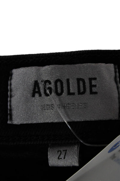 Agolde Womens Skinny Black Low Rise Jeans Button Fly Cotton Blend Size 27