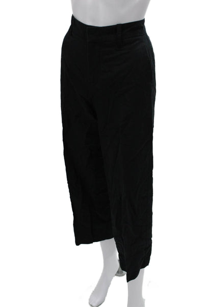 Vince Womens Cropped Black Pants Tencel Lyocell Zip Size 0
