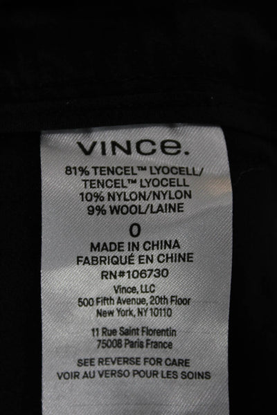 Vince Womens Cropped Black Pants Tencel Lyocell Zip Size 0