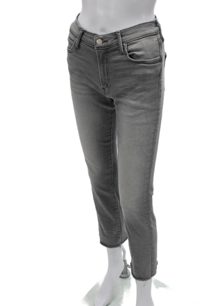 Mother Womens Cropped Jeans Gray Low Rise Cotton Zip Inseam 27 Size 27