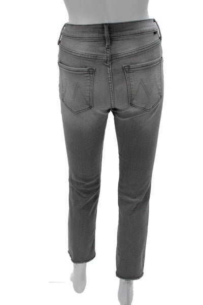 Mother Womens Cropped Jeans Gray Low Rise Cotton Zip Inseam 27 Size 27