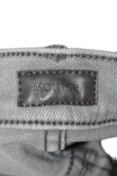 Mother Womens Cropped Jeans Gray Low Rise Cotton Zip Inseam 27 Size 27