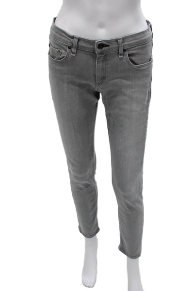 Rag & Bone Jean Womens Skinny Jeans Gray Cotton Mid Rise 28 Inseam Size 27