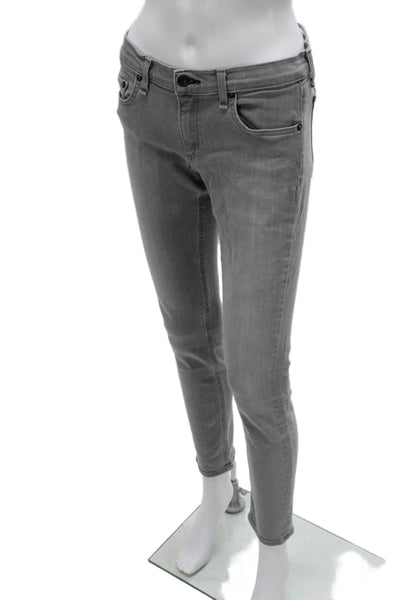 Rag & Bone Jean Womens Skinny Jeans Gray Cotton Mid Rise 28 Inseam Size 27