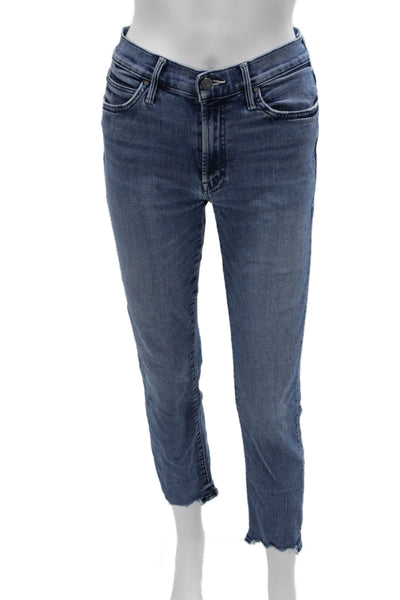 Mother Womens Skinny Jeans Blue Cotton Blend Low Rise Size 26