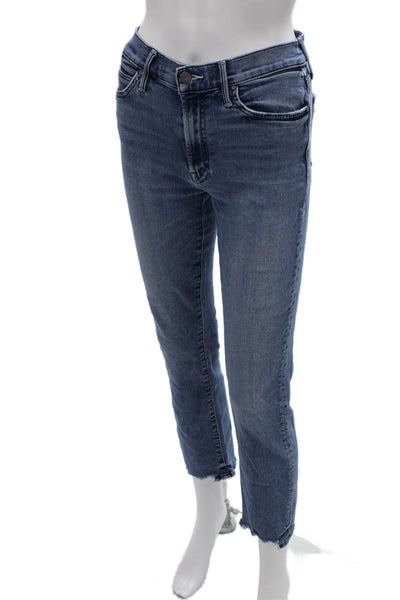 Mother Womens Skinny Jeans Blue Cotton Blend Low Rise Size 26