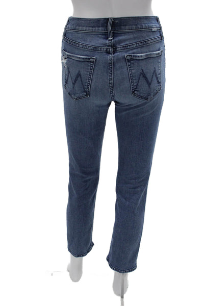 Mother Womens Skinny Jeans Blue Cotton Blend Low Rise Size 26