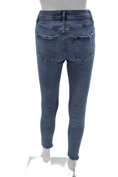Agolde Womens Blue Skinny Jeans Cotton Blend Low Rise Inseam 28 Size 27