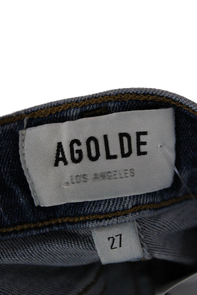 Agolde Womens Blue Skinny Jeans Cotton Blend Low Rise Inseam 28 Size 27