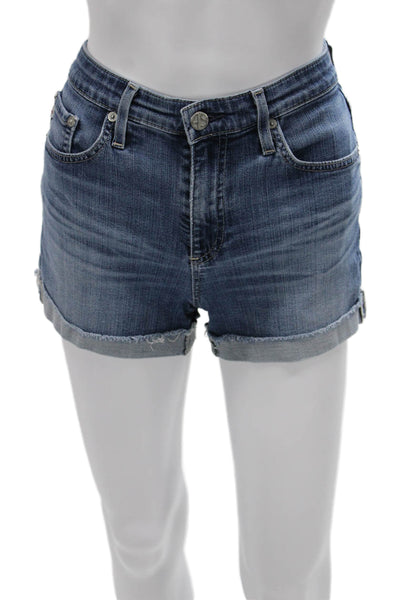 AG Adriano Goldschmied Womens Cut-Off Blue Shorts Button Size 26