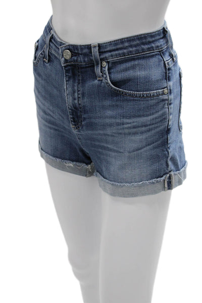 AG Adriano Goldschmied Womens Cut-Off Blue Shorts Button Size 26