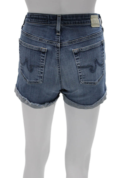 AG Adriano Goldschmied Womens Cut-Off Blue Shorts Button Size 26