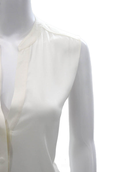 Vince Womens Ivory Silk Spandex Sleeveless V-Neck Blouse Size M