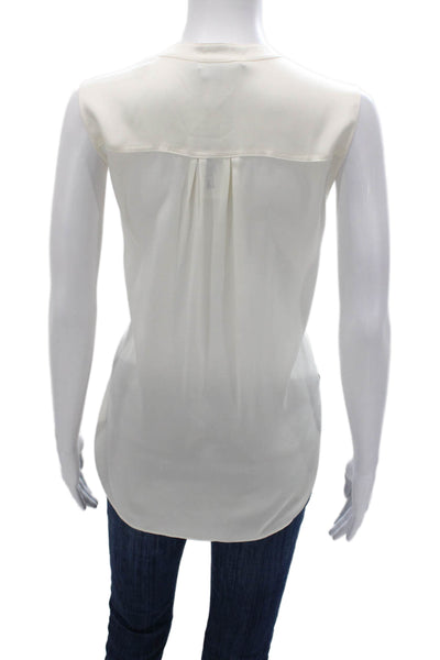Vince Womens Ivory Silk Spandex Sleeveless V-Neck Blouse Size M