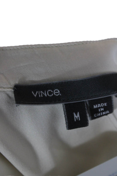 Vince Womens Ivory Silk Spandex Sleeveless V-Neck Blouse Size M