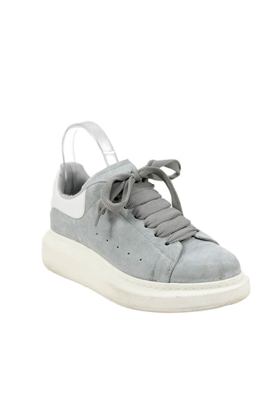Alexander McQueen Womens Suede Chunky Sole Sneakers Gray Size 8