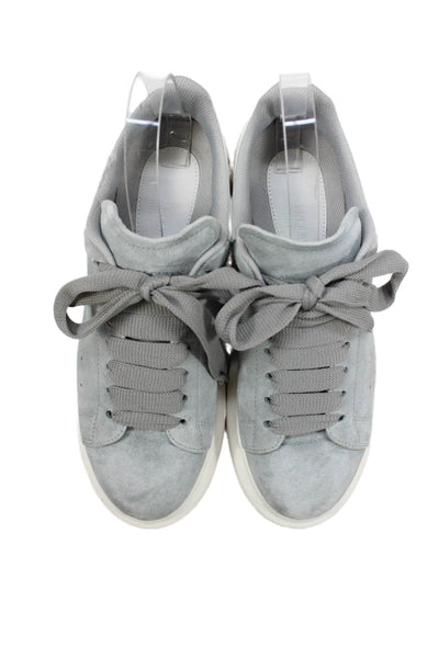 Alexander McQueen Womens Suede Chunky Sole Sneakers Gray Size 8