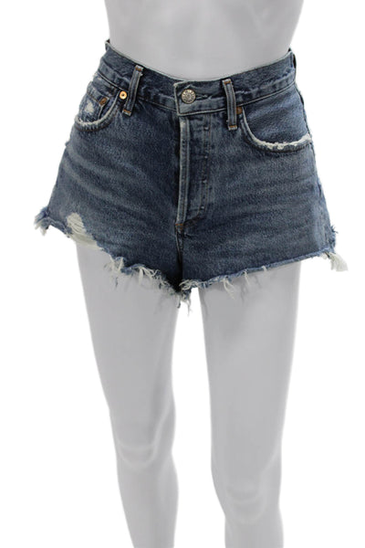 Agolde Womens Cutoff Cotton Blue Button Shorts Size 24