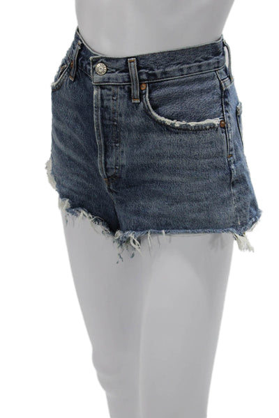 Agolde Womens Cutoff Cotton Blue Button Shorts Size 24
