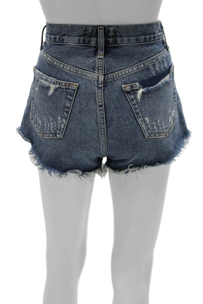Agolde Womens Cutoff Cotton Blue Button Shorts Size 24